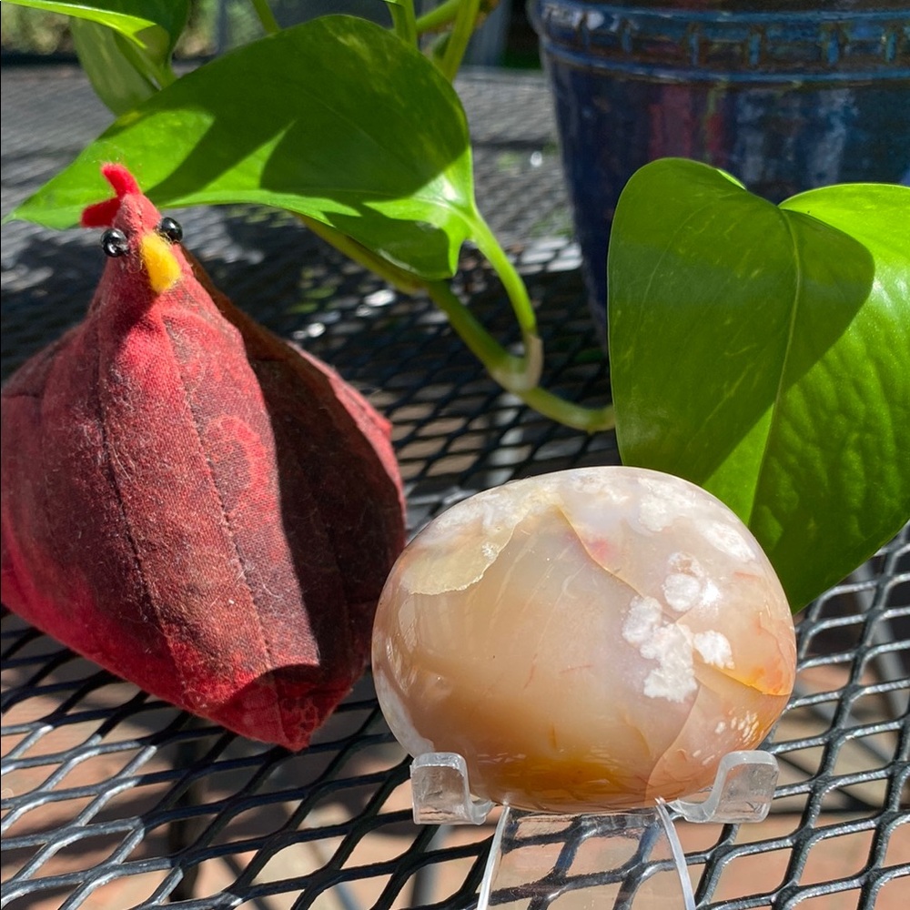 Flower Agate Palm Stone